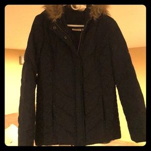 DKNY fur hood winter coat